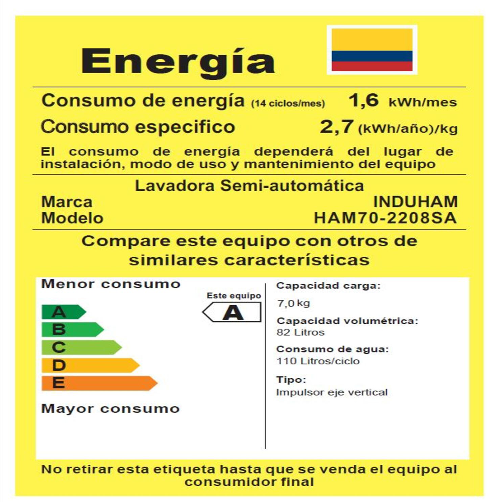 LAVADORA SEMIAUTOMÁTICA 7KG