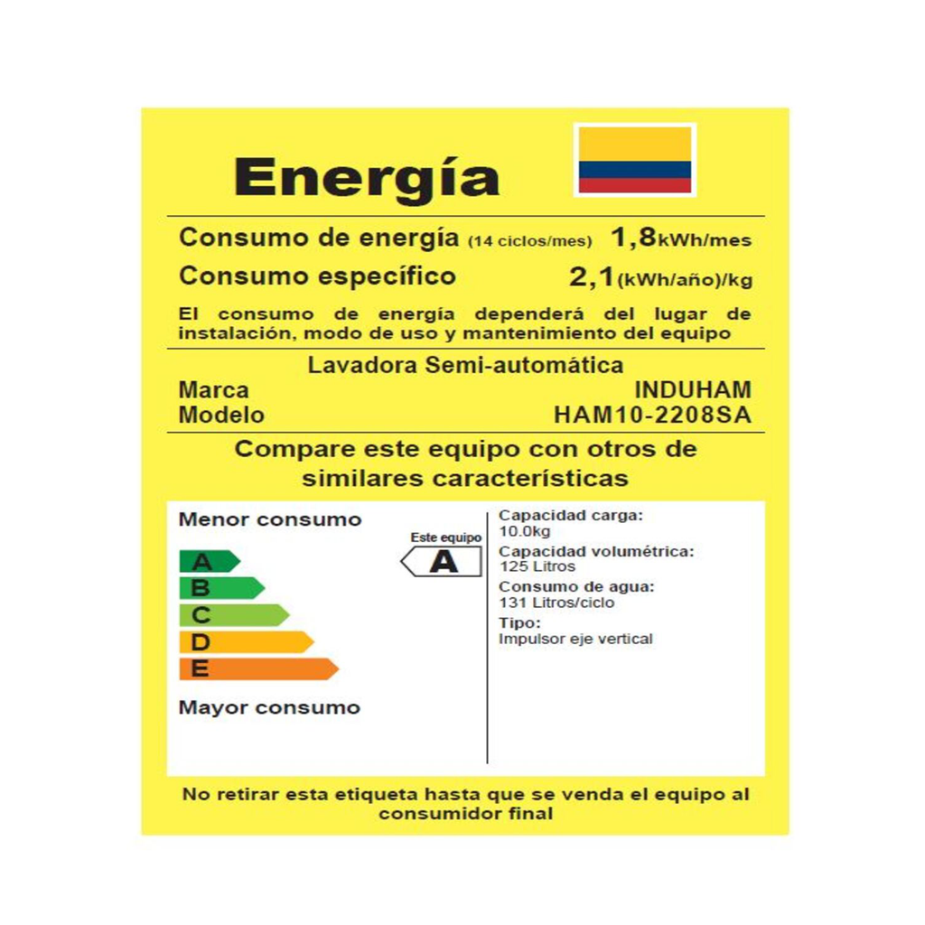 LAVADORA SEMIAUTOMATICA 10KG